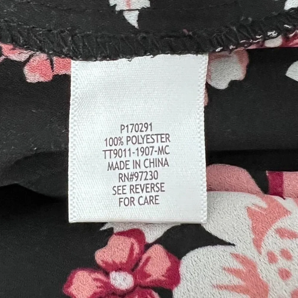 Almost Famous Sheer Black & Pink Floral Blouse - Size XS